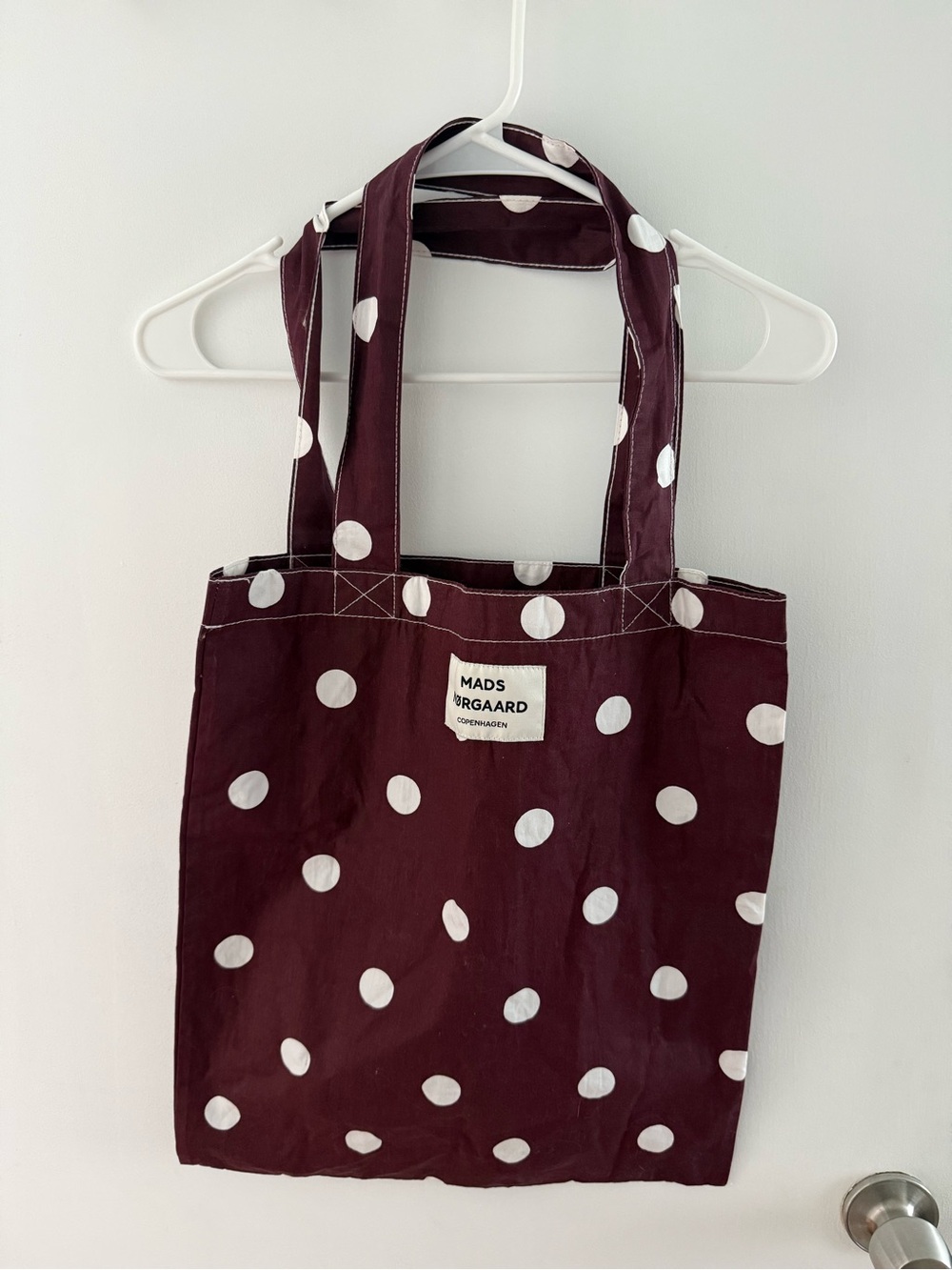 Mads Norgaard Maroon Tote with White Polka Dots